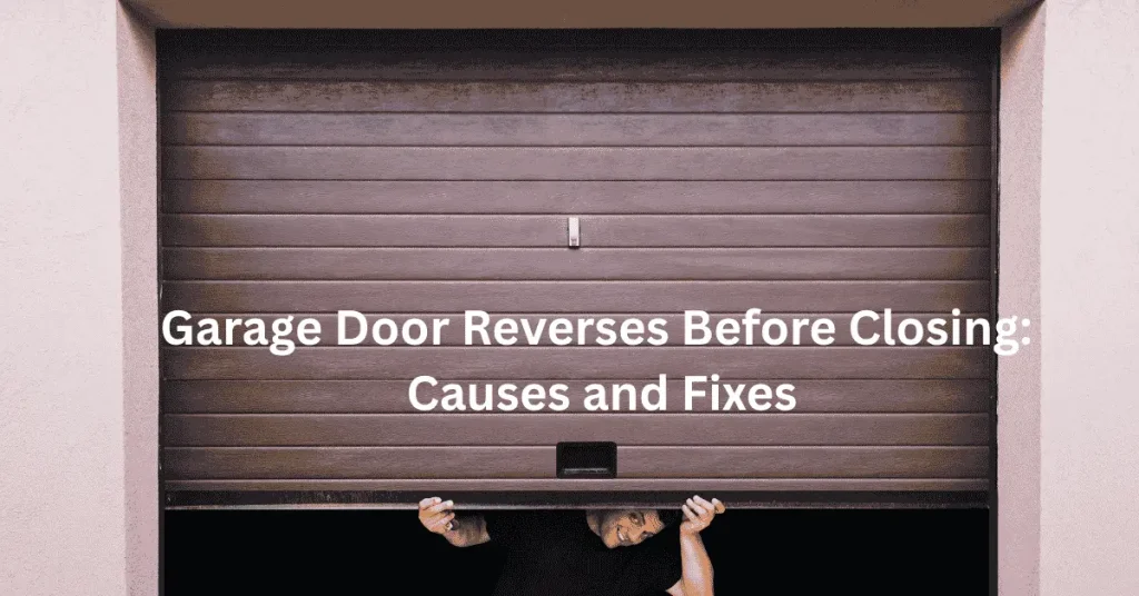 Garage door stuck halfway between open and closed position showing repair and troubleshooting concept