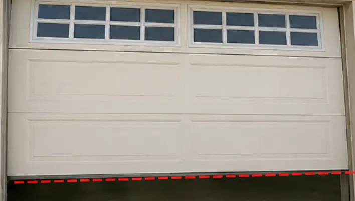 Crooked garage door lifting unevenly because of worn or stretched cable